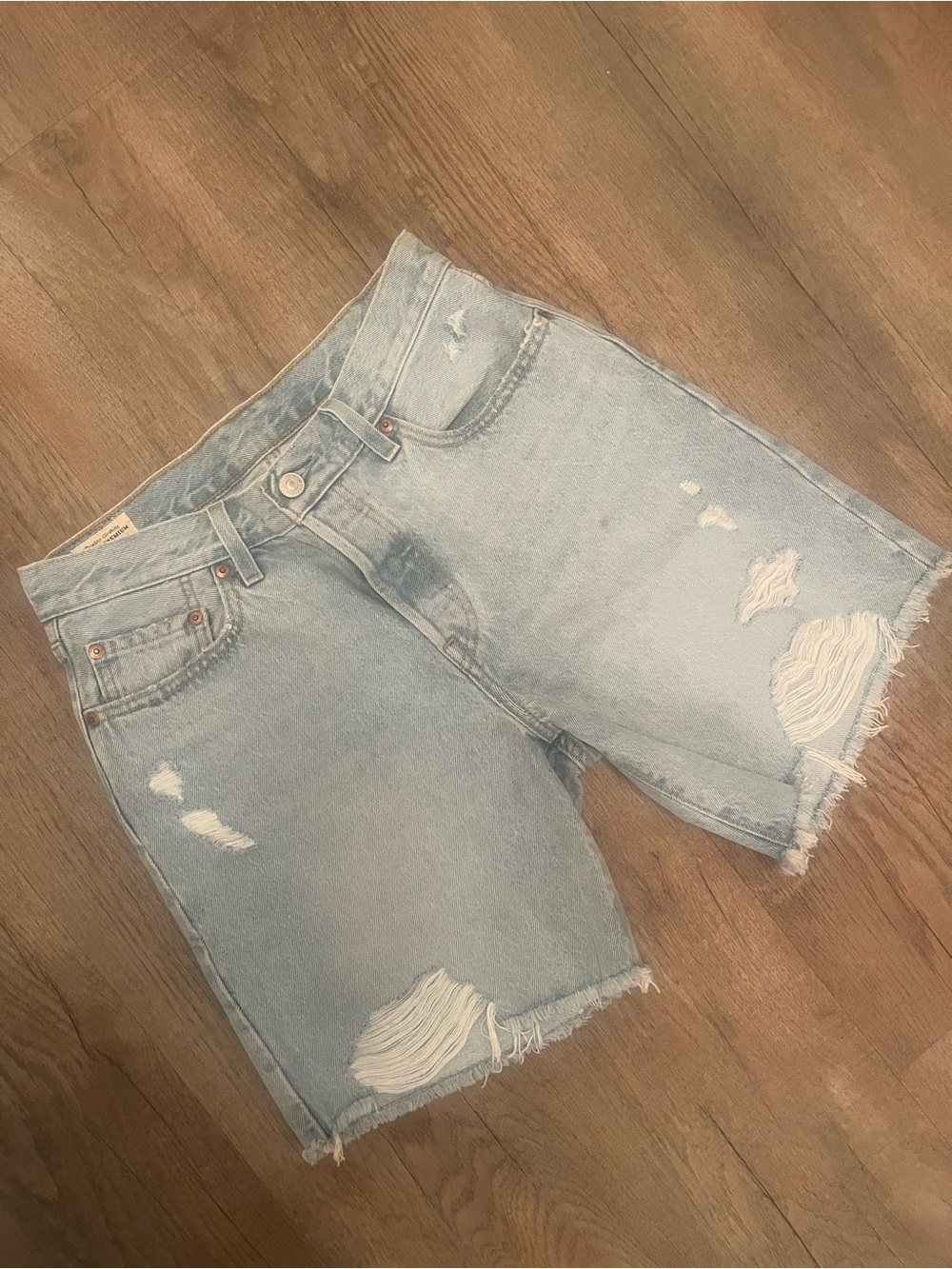 Levi's Light Blue Distressed Denim Shorts